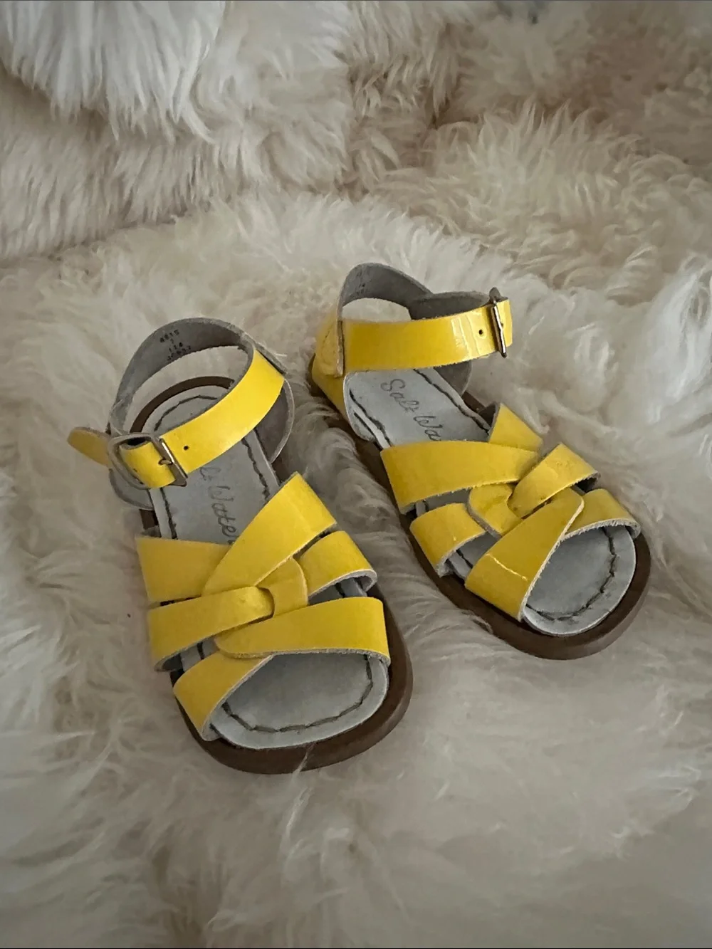 Saltwater Sandals Lemon Yellow Original Patent Leather Strappy Toddler